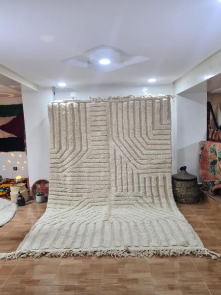 White Lazin Marokkaans handgemaakt tapijt